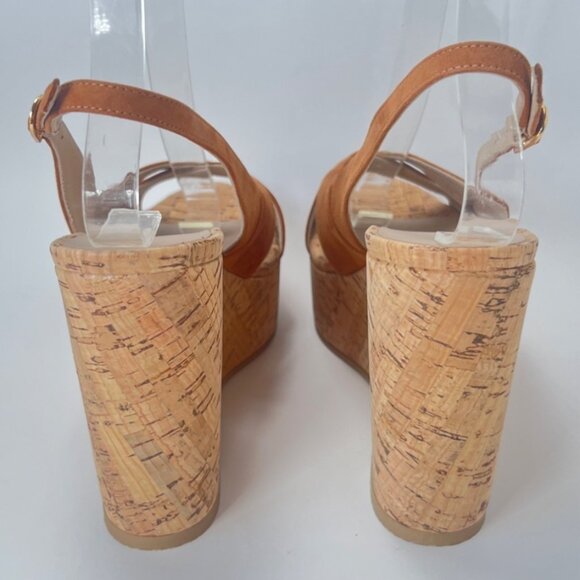 Stuart Weitzman Dayna Suede Sandals Slingback Wedge Hazel Shoes Size 38 US7.5B - Picture 3 of 13